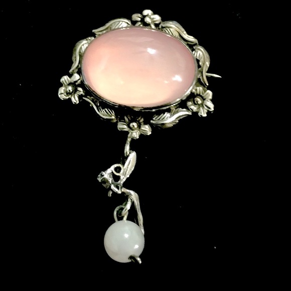 CAROL FELLEY VNTG “Tinkerbell” like fairy /Sterling Silver Rose Quartz Brooch